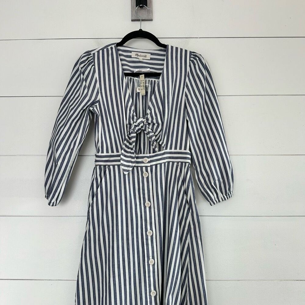 Madewell Women’s 2 Shimmer Stripe Cutout Midi Dress New NWT